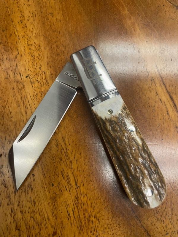 Rosecraft Traditional Slipjoint Barlow with Stag Scale Covers and Sheepsfoot Blade