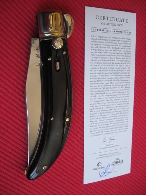 Lepre Quality Italian Unique Switchblade Knife Horn Limited Edition 2015 MANIAGO ITALY w/Certificate