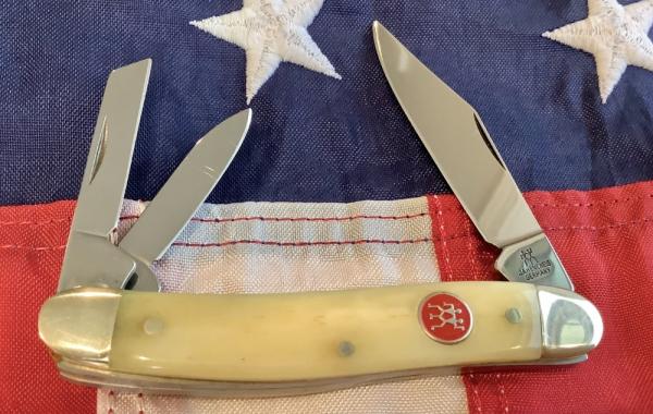 J A Henckels Stockman Pocket Knife w/ White Bone Handles -nice one