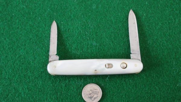 c .pre-1948 SCHRADE CUT CO. 3-3/8" DOUBLE Switchblade MOP 2 PAT DATE c .pre-1948 SCHRADE CUT CO. 3-3/8" DOUBLE Switchblade MOP 2 PAT DATE