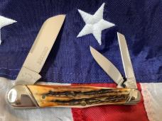 *second* Schatt & Morgan 3 & 1/2” Whittler Knife w/ Super Stag Handles -NOS & M/NM