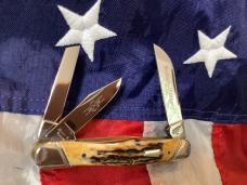 *second* Schatt & Morgan 3 & 1/2” Whittler Knife w/ Super Stag Handles -NOS & M/NM