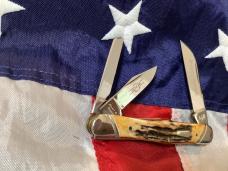 *second* Schatt & Morgan 3 & 1/2” Whittler Knife w/ Super Stag Handles -NOS & M/NM