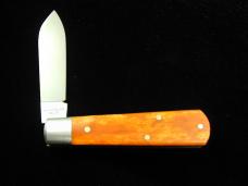 Dollar Knife Co. Smooth Orange Camel Bone with White Shield Jack Knife by Cooper Cutlery USA OSCB-WS