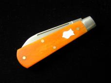 Dollar Knife Co. Smooth Orange Camel Bone with White Shield Jack Knife by Cooper Cutlery USA OSCB-WS