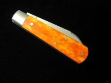 Dollar Knife Co. Smooth Orange Camel Bone with White Shield Jack Knife by Cooper Cutlery USA OSCB-WS