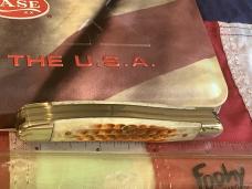 2014 Case xx Canoe w/ Brown Corn Cobb Jigged Bone Handles (mdl# 6318 SS) & USA Flag Shield -NOS