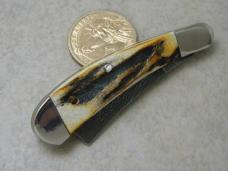 Rare Case XX USA Damascus Stag One Arm Banana Razor Knife