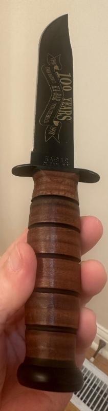 KA-BAR (1998) 100th Anniversary USMC Fighting Knife. Unused & Mint Condition w/Original Box & Sheath