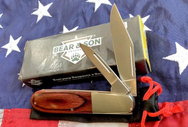 Bear & Son USA Barlow w/ Sweet Rose Wood Handles -NOS in Orig box