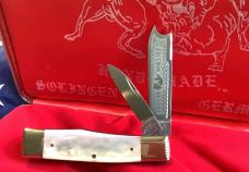 Bulldog Brand Hand Made (Heavy Duty) 3 & 1/2" Gunstock Razor w/ Flashy Mother of Pearl Handles