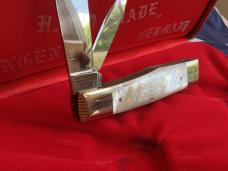 Bulldog Brand Hand Made (Heavy Duty) 3 & 1/2" Gunstock Razor w/ Flashy Mother of Pearl Handles