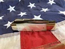Bulldog Brand Hand Made (Heavy Duty) 3 & 1/2" Gunstock Razor w/ Flashy Mother of Pearl Handles