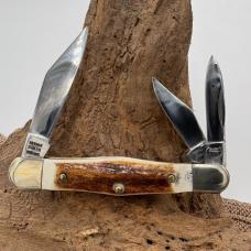 Buck Creek German Stag Center Swell Whittler 3 Blades Pocket Knife NIB (199A)