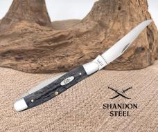 Case XX USA Pocket Worn Crandall GRAY Bone Carbon 58418 Muskrat Pocket Knife NIB