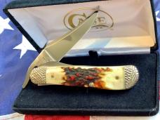 2012 Case xx Russlock Knife w/ Super Red Stag Handles (mdl# R51953L SS) -NOS in Orig hard black box