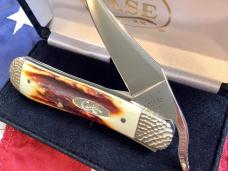 2012 Case xx Russlock Knife w/ Super Red Stag Handles (mdl# R51953L SS) -NOS in Orig hard black box
