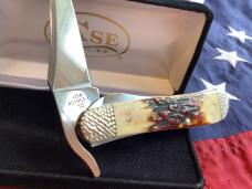 2012 Case xx Russlock Knife w/ Super Red Stag Handles (mdl# R51953L SS) -NOS in Orig hard black box