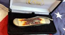 2012 Case xx Russlock Knife w/ Super Red Stag Handles (mdl# R51953L SS) -NOS in Orig hard black box