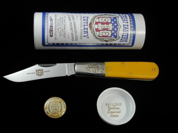 Great Eastern Cutlery GEC Yellow Sawcut Bone Boom Town Barlow Knife 861125SS 420HC Stainless Great Eastern Cutlery GEC Yellow Sawcut Bone Boom Town Barlow Knife 861125SS 420HC Stainless