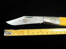 Great Eastern Cutlery GEC Yellow Sawcut Bone Boom Town Barlow Knife 861125SS 420HC Stainless