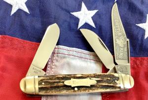 Bulldog Brand quotCattle Kingquot Large Stockman Knife w Great Stag Handles -NOS