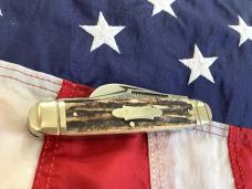 Bulldog Brand "Cattle King" Large Stockman Knife w/ Great Stag Handles -NOS 