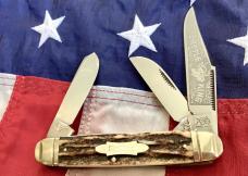 Bulldog Brand "Cattle King" Large Stockman Knife w/ Great Stag Handles -NOS 