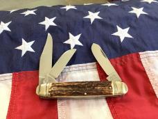 Bulldog Brand "Cattle King" Large Stockman Knife w/ Great Stag Handles -NOS 