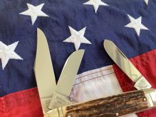 Bulldog Brand "Cattle King" Large Stockman Knife w/ Great Stag Handles -NOS 