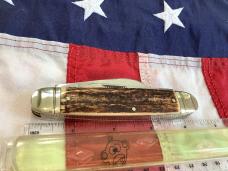Bulldog Brand "Cattle King" Large Stockman Knife w/ Great Stag Handles -NOS 