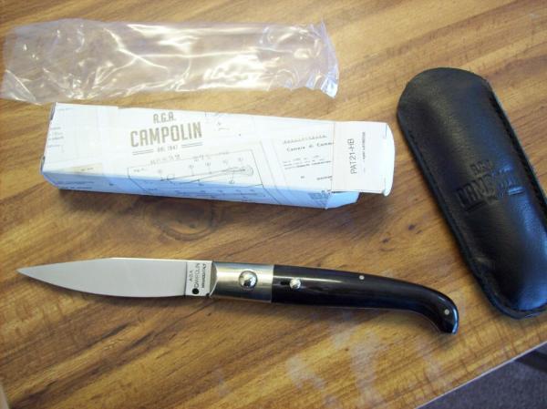 A.G.A. Campolin Pattada Scarce Italian Automatic Brazilian Horn UNUSED W/Pouch & Box A.G.A. Campolin Pattada Scarce Italian Automatic Brazilian Horn UNUSED W/Pouch & Box