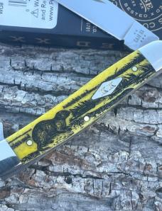 CASE XX ** SFO 2025 YELLOW SMOOTH BONE LASERED DIAMOND XX SHIELD MUSKRAT