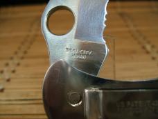SPYDERCO SEKI-CITY JAPAN STAINLESS VINTAGE 1994 COIS WORKER LIGHT USE KNIFE & LEATHER BELT SHEATH