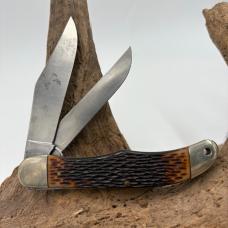 SCHRADE-WALDEN, NY USA Vintage 225H 2 BLADE FOLDING HUNTER POCKET KNIFE (73)