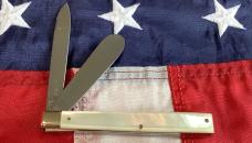 Rare 1997 Bulldog Brand HAND MADE 2 Blade Doctor Knife w/ Mother of Pearl Handles +Green Snake Etch