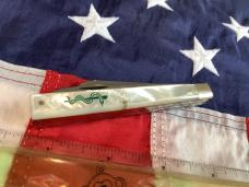 Rare 1997 Bulldog Brand HAND MADE 2 Blade Doctor Knife w/ Mother of Pearl Handles +Green Snake Etch