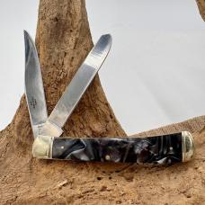 Rough Rider 966 Midnight Swirl Handles Trapper Pocket Knife 2 Folding Blade (42)