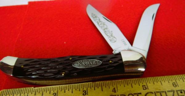 KABAR CLUB KNIFE FOLDING HUNTER 1996 GREEN BONE FOLDING HUNTER  5" MINT #1709 UNUSED SUPER CATCH