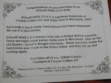 Dollar Knife Co. Smooth Franciscan Walnut with White Shield Jack Knife from Cooper Cutlery USA FW WS