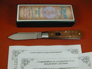 Dollar Knife Co Smooth Franciscan Walnut with Black Shield Jack Knife from Cooper Cutlery USA FWBLS