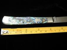 Cooper Cutlery Smooth Abalone Shell Razor Trapper Knife Rare NIB Made in USA ABALONE