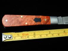 Dollar Knife Co. Red Burl Maple Wood with Black Shield Jack Knife from Cooper Cutlery USA RBM BLS
