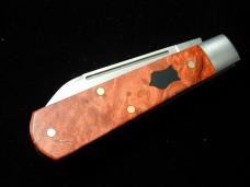 Dollar Knife Co. Red Burl Maple Wood with Black Shield Jack Knife from Cooper Cutlery USA RBM BLS
