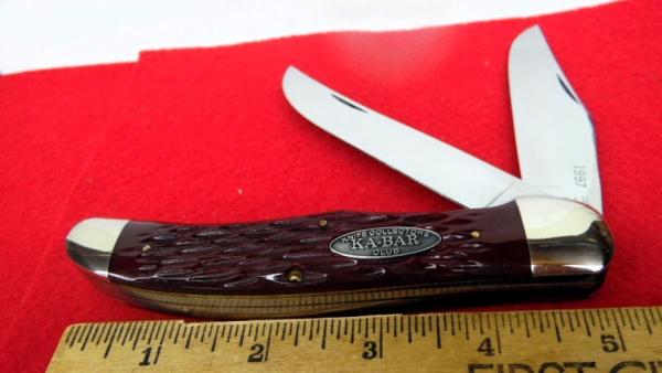 KABAR CLUB KNIFE FOLDING HUNTER 1997 RED BONE FOLDING HUNTER  5" MINT #1709 UNUSED SUPER CATCH