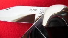 KABAR CLUB KNIFE FOLDING HUNTER 1997 RED BONE FOLDING HUNTER  5" MINT #1709 UNUSED SUPER CATCH