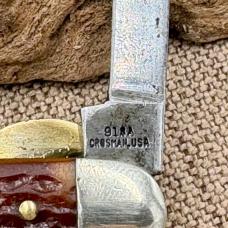 Crosman 918A 2 Blade Vintage Folding Pocket Knife Jigged Delrin Handles (131)