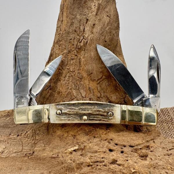 HEN & ROOSTER 324C-DS CONGRESS Pocket Knife Stag Bertram Cutlery Germany (133)