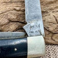 Owl Head Trapper Solingen Black Handle Traditional 2 Blade Pocket Knife (136)