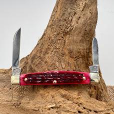 Hen And Rooster Vintage Red Jigged Bone Half Congress Knife Germany 322-BS (137)